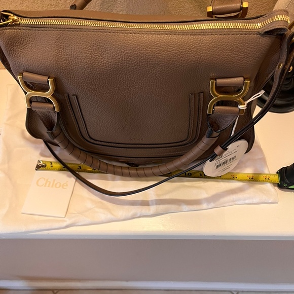 Medium Chloe Marcie Leather Satchel in desert taupe - Picture 7 of 9